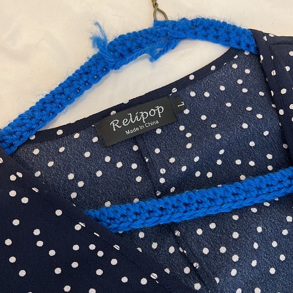 Amazon Dresses Mini Wrap Dress In Navy With White Polka Dots Size L Poshmark